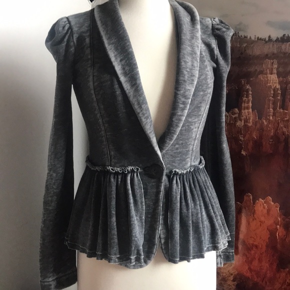 Juicy Couture Jackets & Blazers - Juicy Couture Gray One-Button Ruffled Jacket